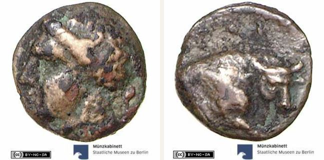 Gambrion, Gorgion, bronze coin — Forepart of butting bull (CN type 20560)