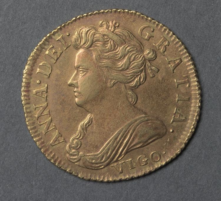 Half Guinea: Anne (obverse), 1703 (Cleveland Museum of Art 1969.205.a)