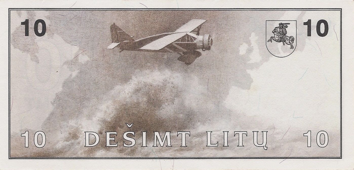 Reverse of 10 Litų (1991), Pick 47