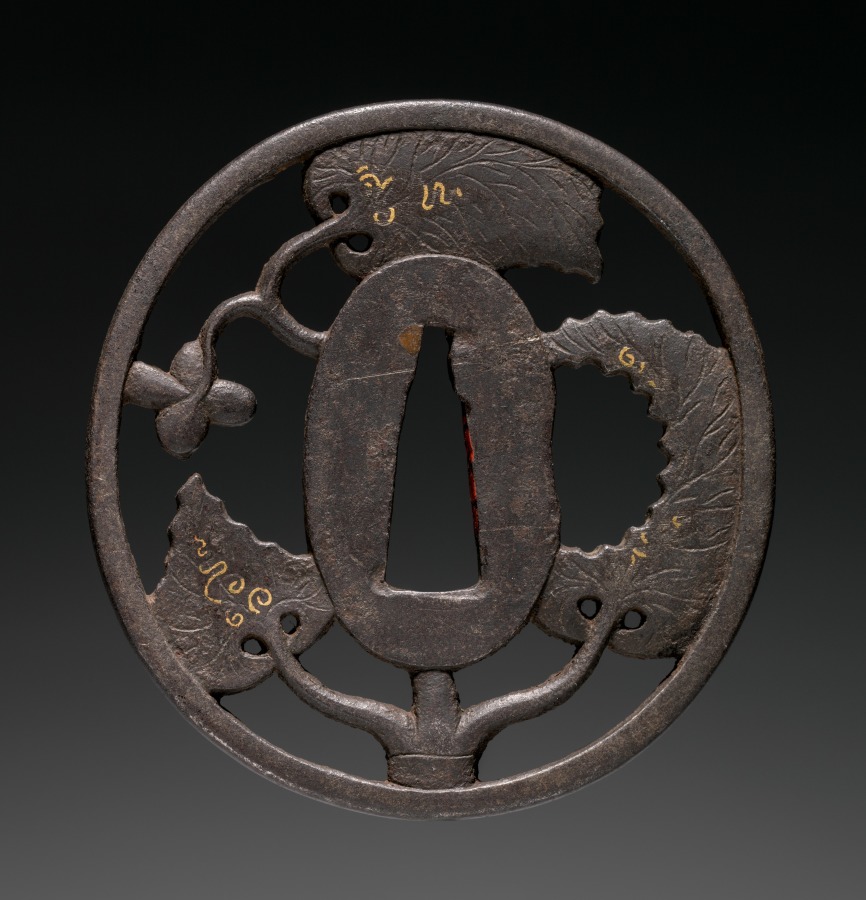 Additional museum view 2 of Sword Guard (Tsuba) with Flowering Vine (accession 1915.92).