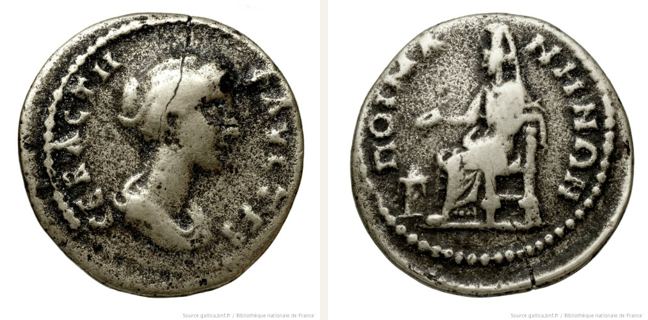 Poimanenon, Faustina II., bronze coin — Veiled goddess seated (CN type 12813)