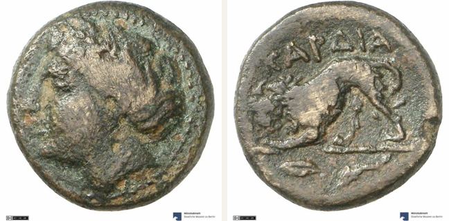 Kardia, Kardia A — Lion standing left (CN type 1968)