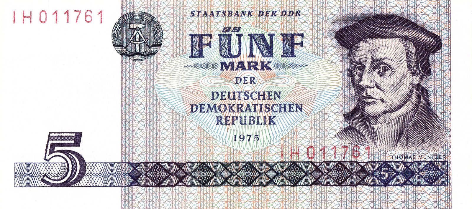 Obverse of 5 Mark (1975), Pick 27