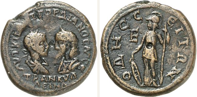 Odessos, Gordian III., bronze coin — Athena standing facing (CN type 22509)
