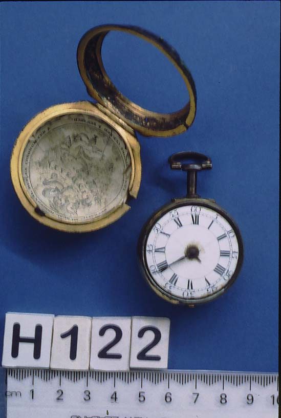 Pair case silver-gilt and shagreen verge pocket watch