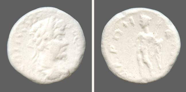 Maroneia, Septimius Severus, Double unit — Nude Dionysus standing left (CN type 1330)