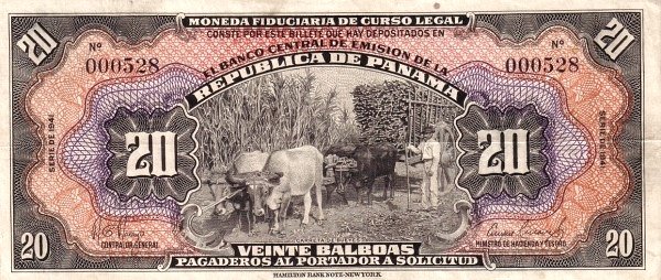 Obverse of 20 Balboas (1941), Pick 25