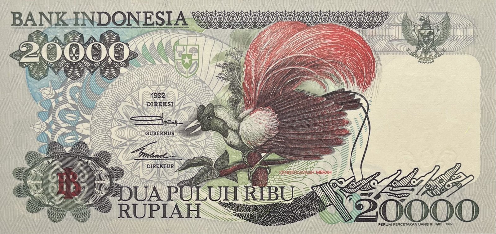 Obverse of 20 000 Rupiah (1992–1995), Pick 132