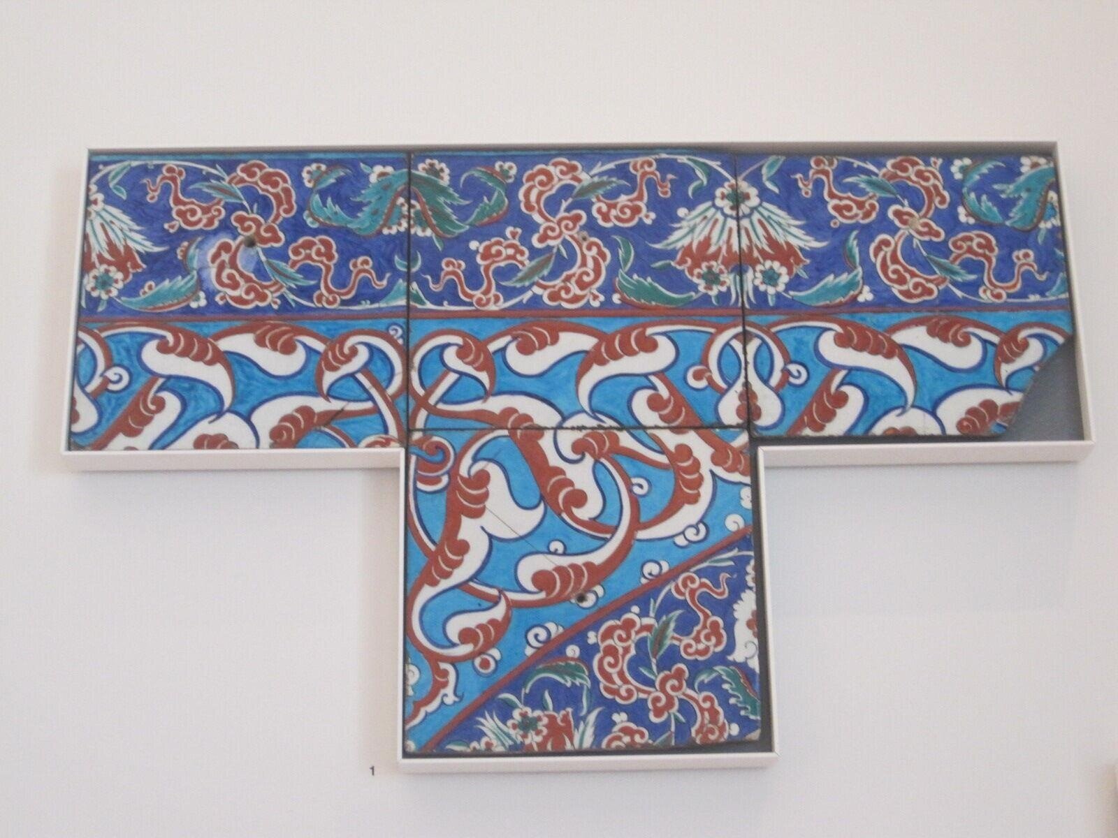 Tile panel, glazed grey fritware, Iznik, 1560-1590 — museum object 431 to C-1900