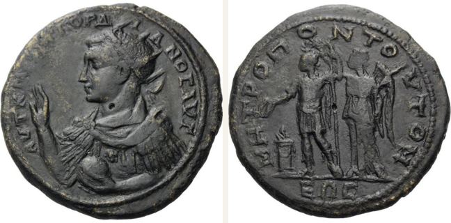 Tomis, Gordian III., bronze coin — Emperor in military attire standing facing (CN type 16217)