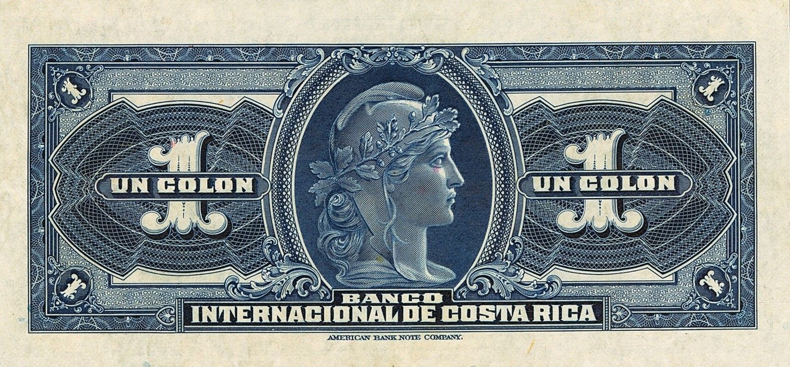 1 Colón, Banco Internacional de Costa Rica, Costa Rica, 1918–1935 (Pick 158)