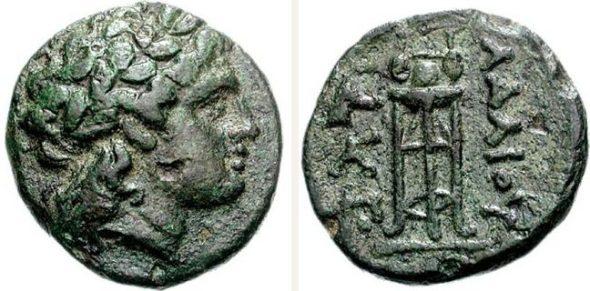 Uncertain mint, Adaios, bronze coin — Tripod with fixture (CN type 12949)