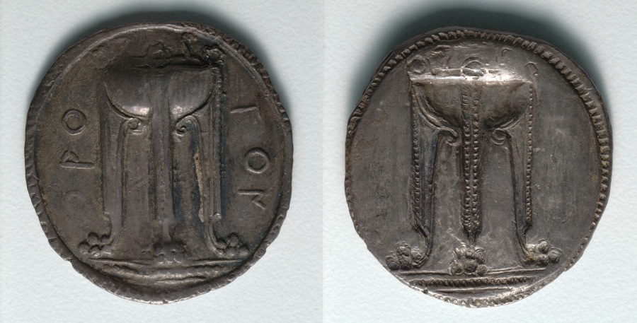 Stater: Tripod (obverse); Tripod Incuse (reverse), c. 530–510 BCE (Cleveland Museum of Art 1916.985)