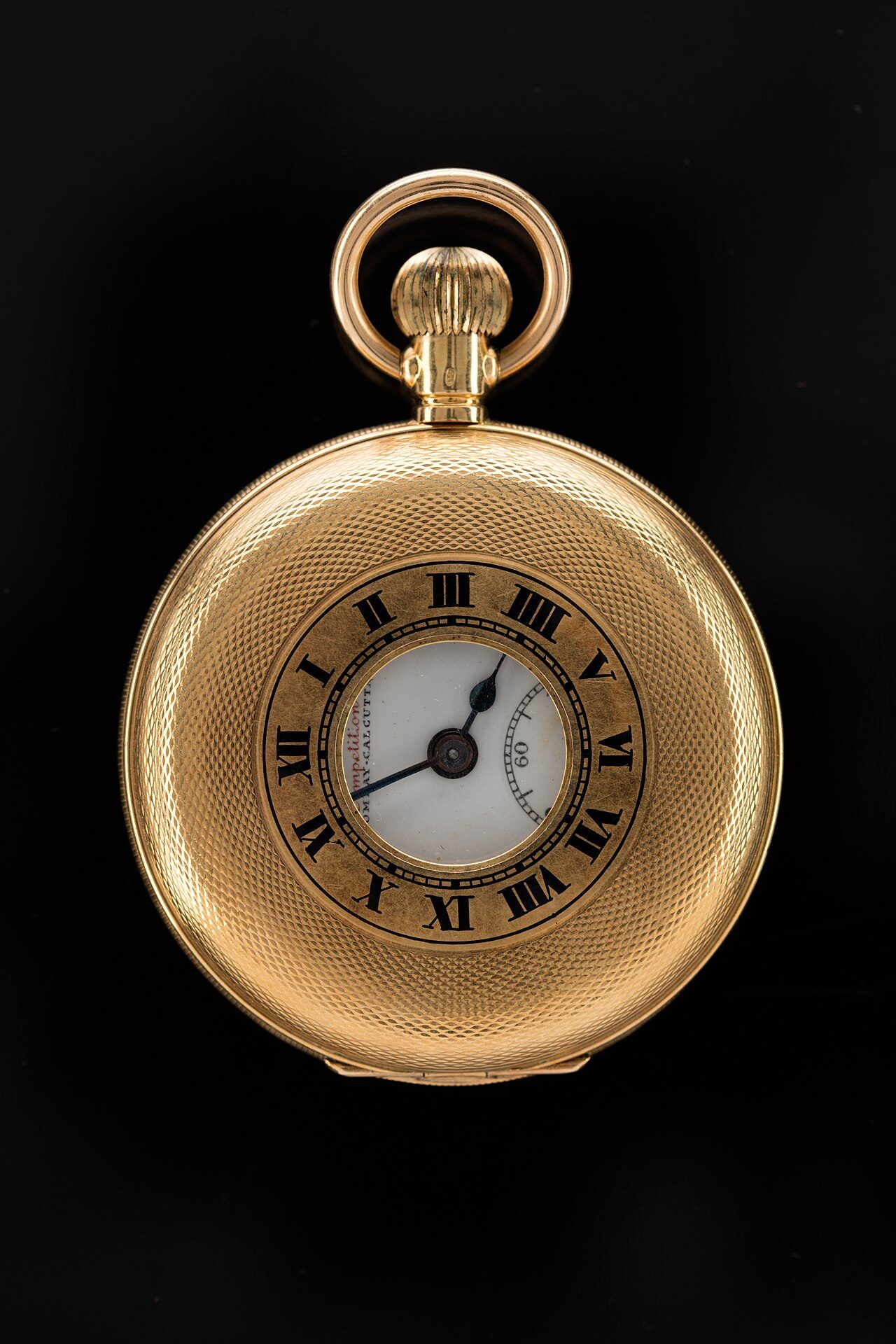 18-carat gold demi-hunter pocket watch with 15-jewel Swiss movement