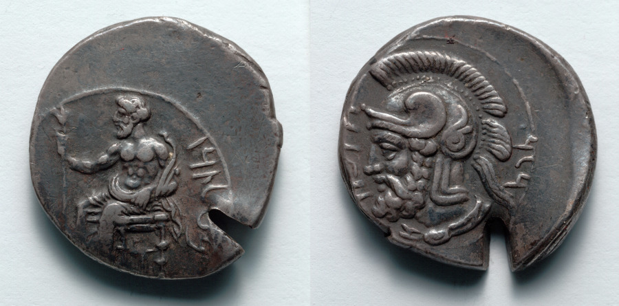 Stater: Baal (obverse); Head of Pharnabazos (reverse), 379–374 BCE (Cleveland Museum of Art 1917.995)