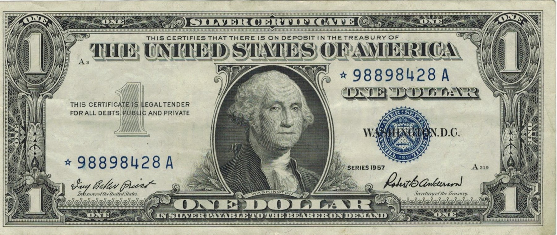 1957 one United States dollar star note