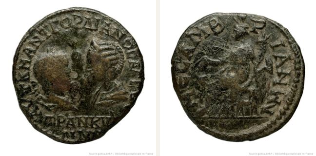 Mesembria, Tranquillina, 4 unit — Homonoia enthroned left (CN type 427)