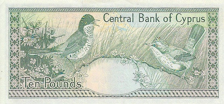 Auction photograph of an example of Pick 55 (Banknotes : Cyprus £10 Pick 55a (1/11/1989) aUnc)