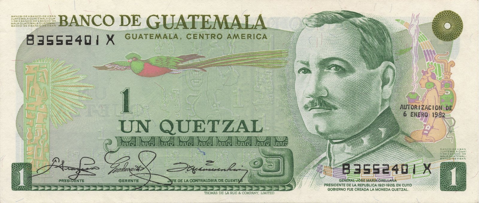 Obverse of 1 Quetzal (1972–1983), Pick 59