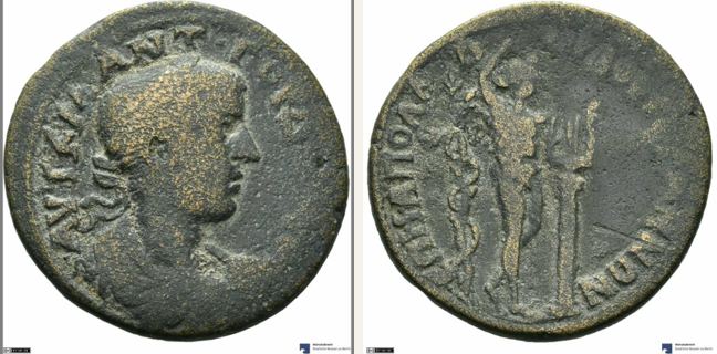 Germe, Gordian III., bronze coin — Nude Apollo standing (CN type 3637)