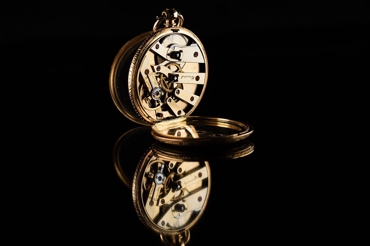 Lady's open-face cylinder pocket watch and box, 1871