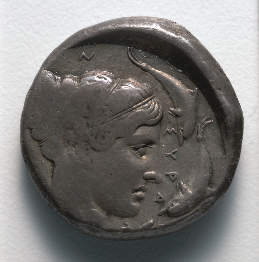 Tetradrachm: Head of Arethousa (reverse), c. 430–420 BCE (Cleveland Museum of Art 1916.980.b)