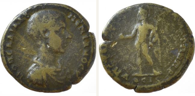 Nikopolis ad Istrum, Macrinus, bronze coin — Nude Apollo standing facing (CN type 22535)
