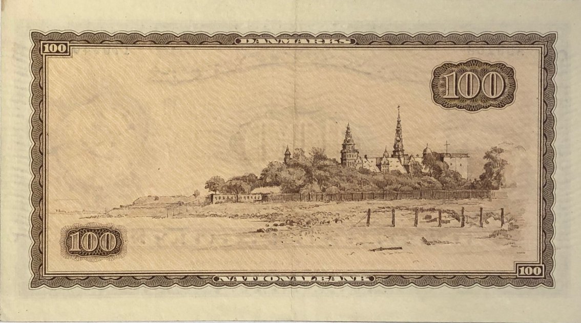 Reverse of 100 Kroner (1961), Pick 46a