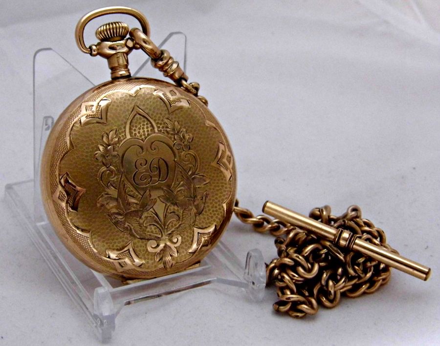 Vintage Elgin Gold-Filled Pocket Watch, Hunter Case, Size 16s, Pendant Set, 15 Jewels, Circa 1909