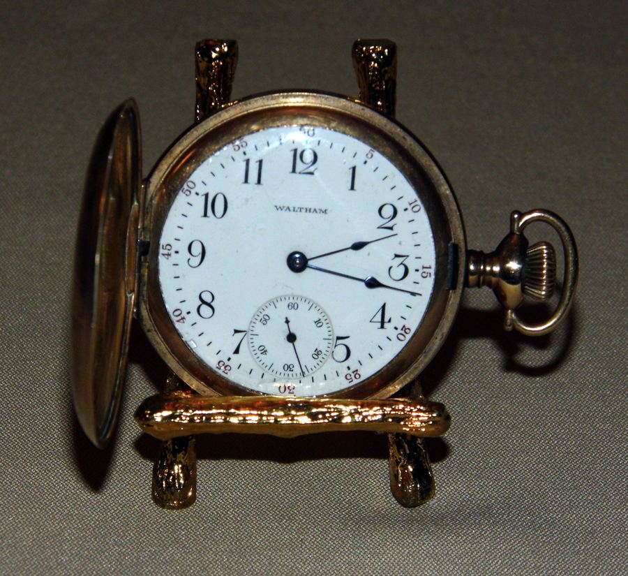 Vintage Waltham (A.W.W. Co.) Goldtone Pocket Watch, Engraved with the Date "1913", C.W.C. Co., Crescent Case Warrented for 25 Years
