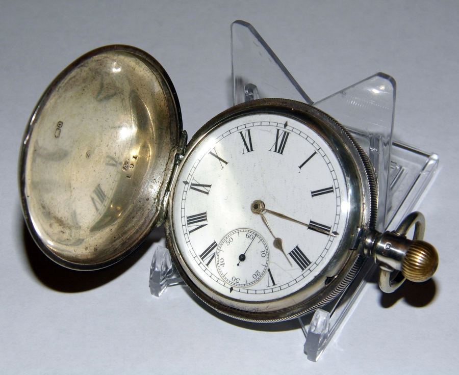 Vintage American Waltham Watch Company Pocket Watch, Hillside Model, 7 Jewels, Size 14, Silver English Hunter Case, Circa 1889