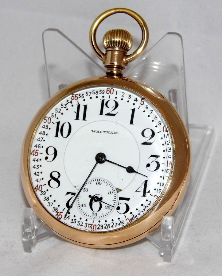 Vintage Waltham Open Face Pocket Watch, Size 16, Model 1908, Grade 645, 21 Jewels, Railroad Grade, Circa 1913
