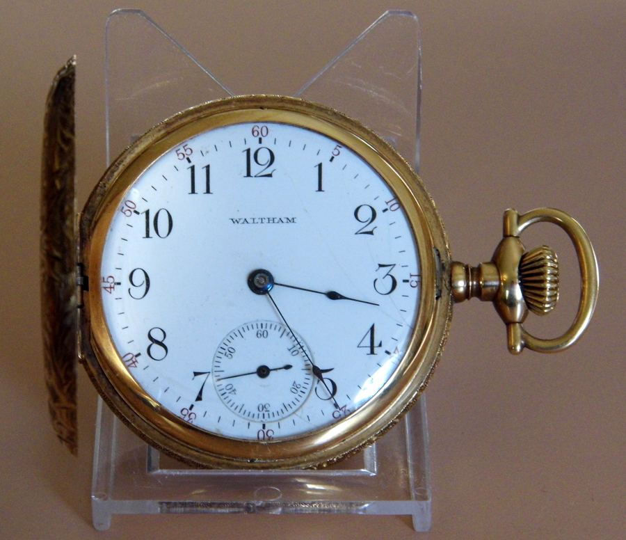 Vintage Waltham Hunting Case Pocket Watch, Model 1899, 14kt Gold Case, Grade No. 630, 17 Jewels, Size 16, Circa 1903