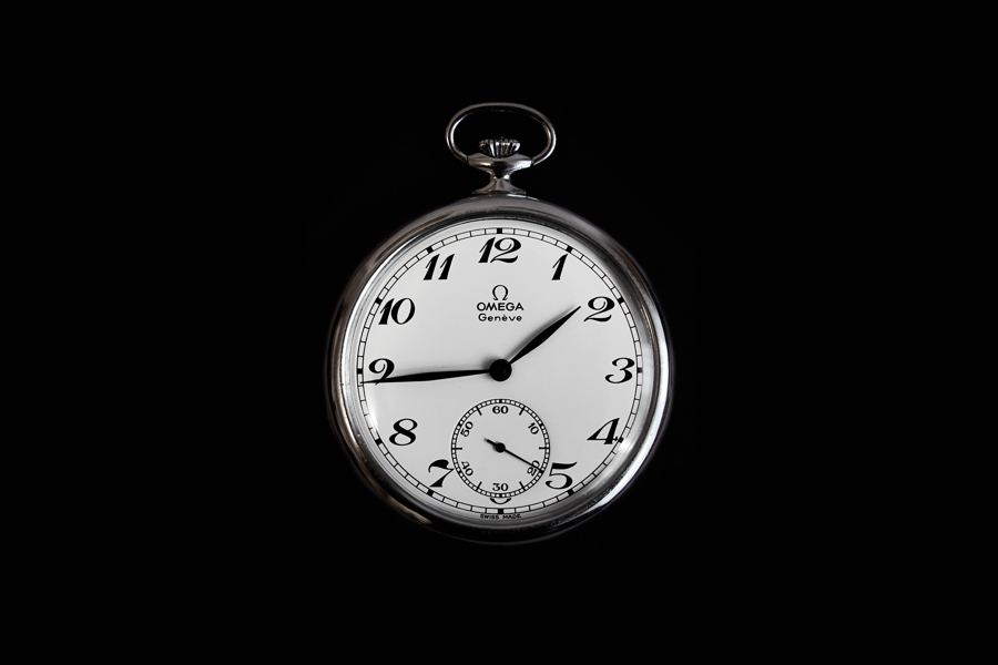 Pocket watch of the Swiss watchmaker Omega (manual winding, 121.1740, cal. 960) from 1973.