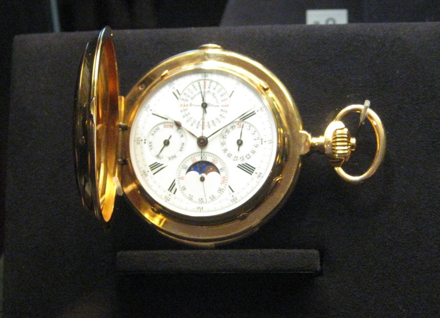 Triple complication pocket watch. Vacheron Constantin. 1901. Simple chronograph, minute repeater, perpetual calendar with 48-month dial. Pink gold. Patrimoine V.C.