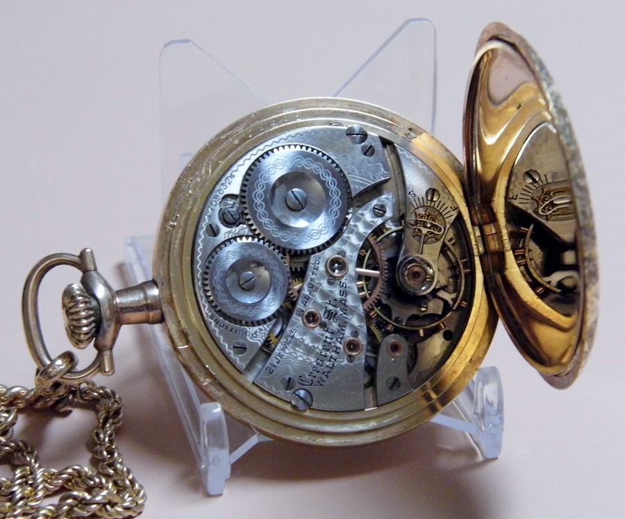 Vintage Waltham Pocket Watch, Model 1908, Hunter Case, Size 16, 21 Jewels