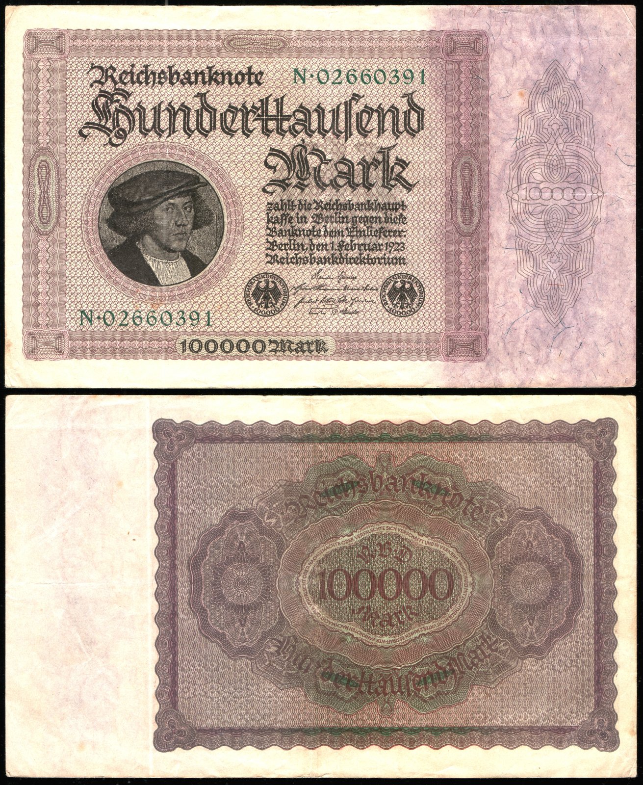 Weimar Republic — Reichsbanknote — 100,000 Mark — 1923