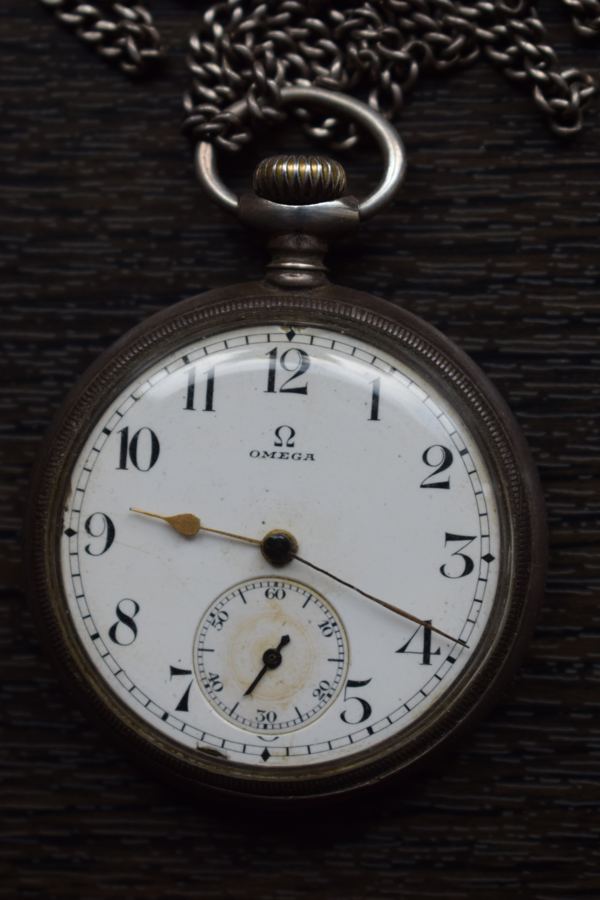 The silver-made, engraved Omega pocket watch presented by General Henri Berthelot to Father Constantin I. Roșescu, a Romanian Orthodox priest and teacher from Iași, that became his friend during the WWI French campaign in Romania. Father Roșescu served as a military confessor dur